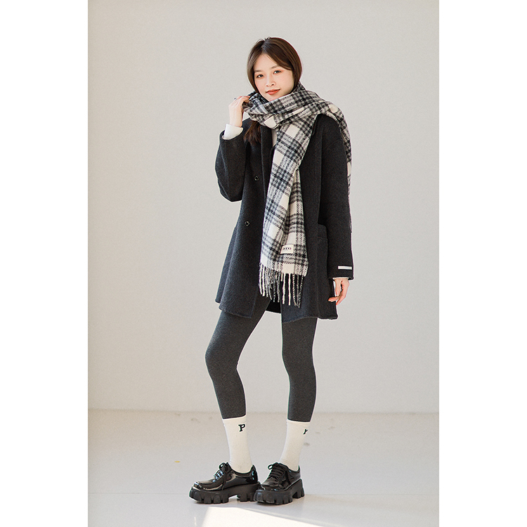 气质双面呢大衣女士中长款保暖韩版秋冬季系带外套春秋百搭毛呢