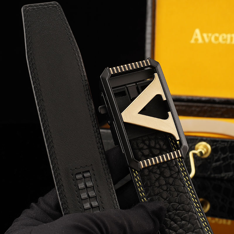 【V字自动扣皮带】新款皮带男真皮牛皮腰带潮流皮带时尚休闲裤带男