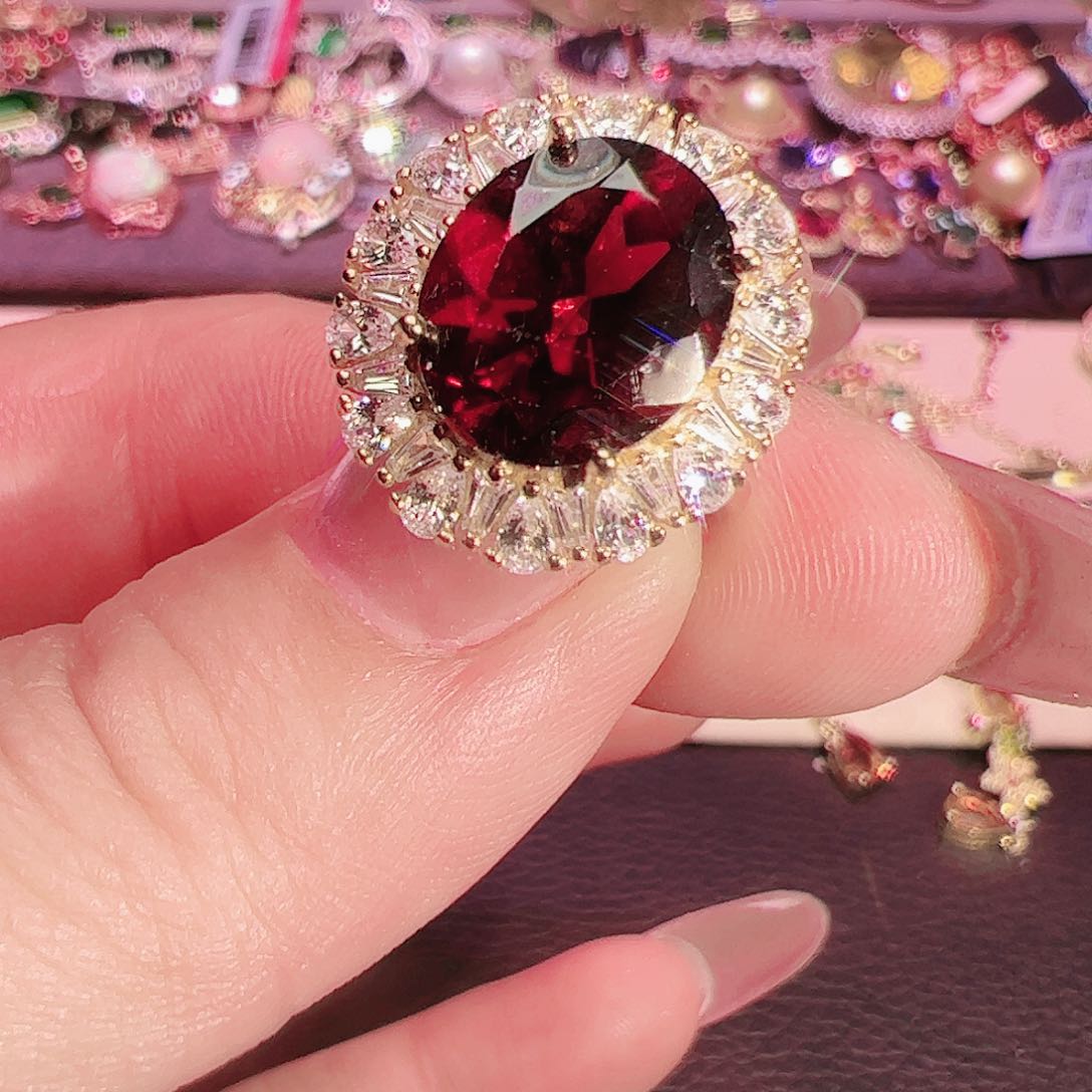 石榴石戒指银S925镶嵌