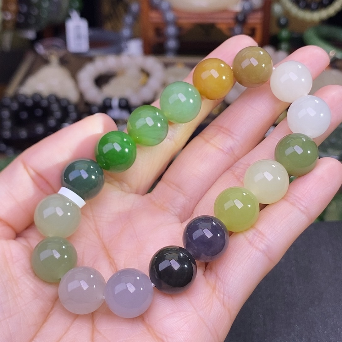 和田玉未镶嵌多宝手链约12MM天花板