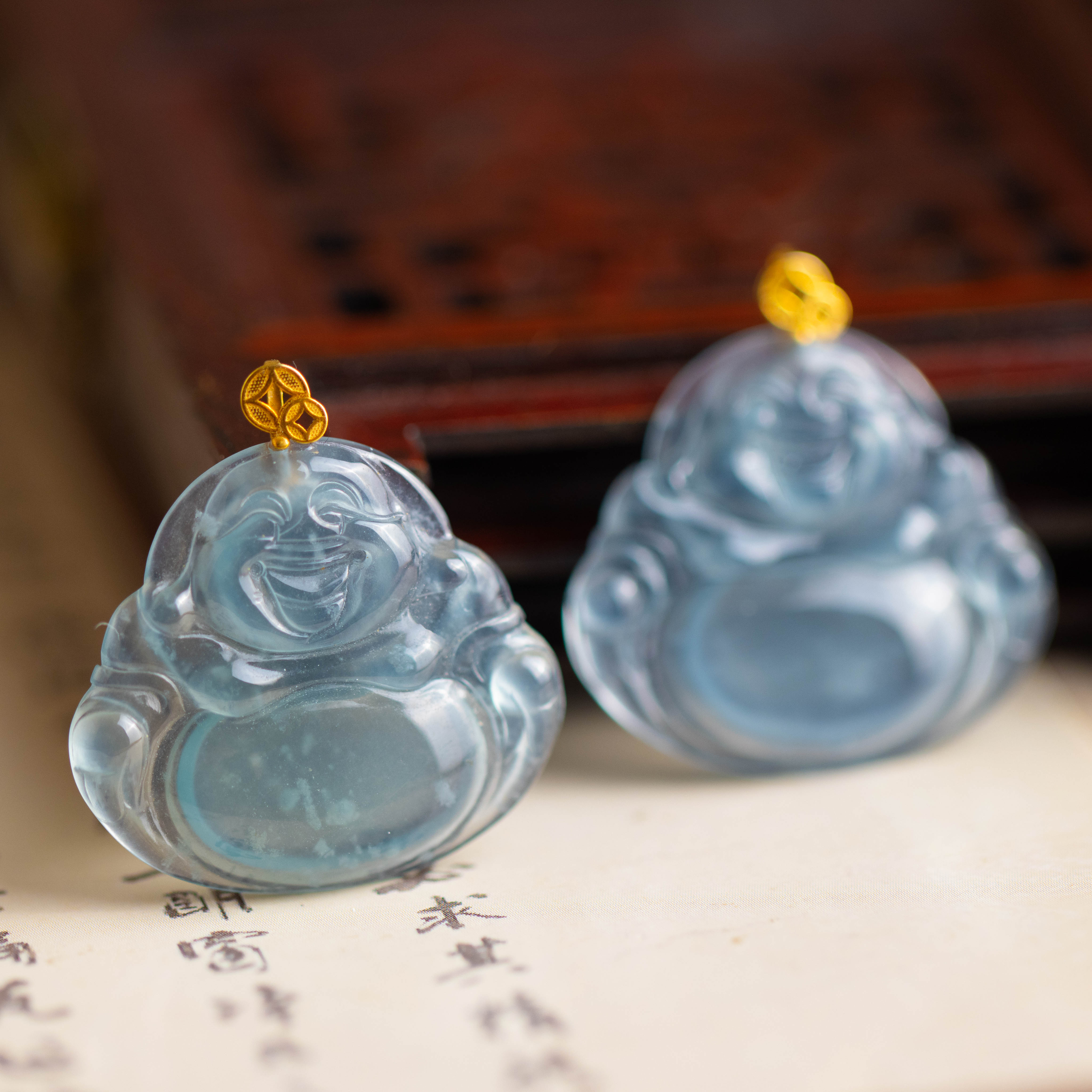 18K金镶嵌翡翠佛公吊坠 不含链 （多样性发货发其一）