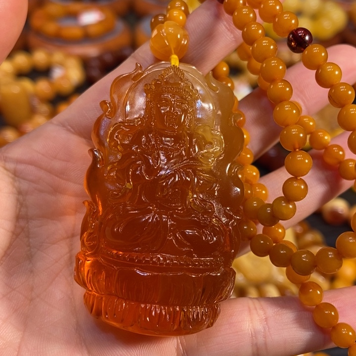 琥珀颈饰未镶嵌蜜蜡