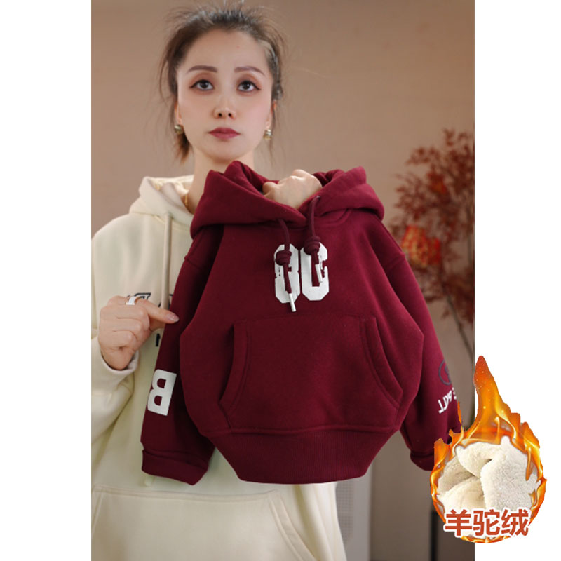 【加羊驼绒】男童加绒加厚连帽卫衣儿童一体绒宽松帽衫冬季新款中大