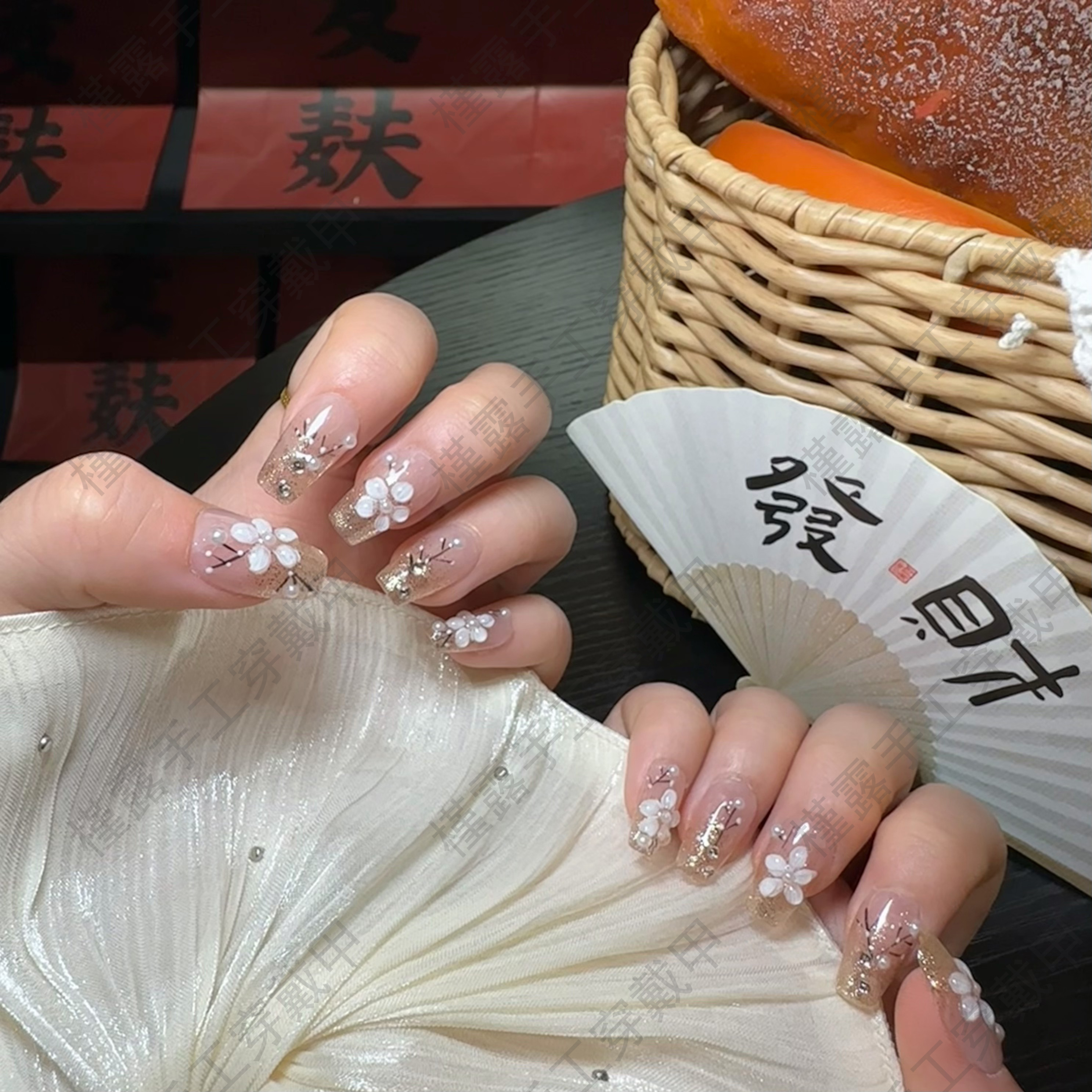 【肉桂花花】槿露纯手工穿戴甲-10片装-可重复佩戴