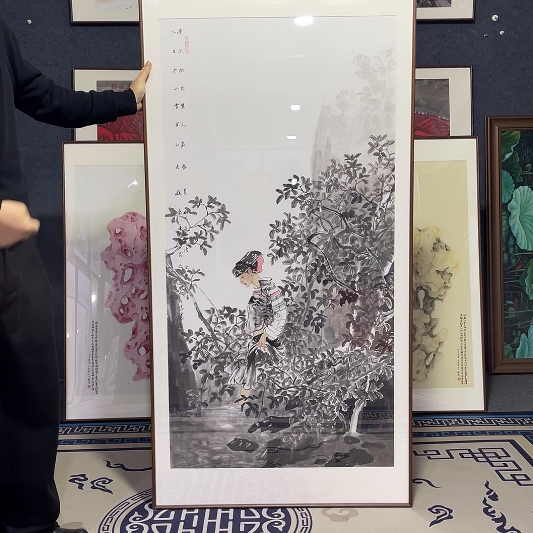 国画手绘画作品带框80/160