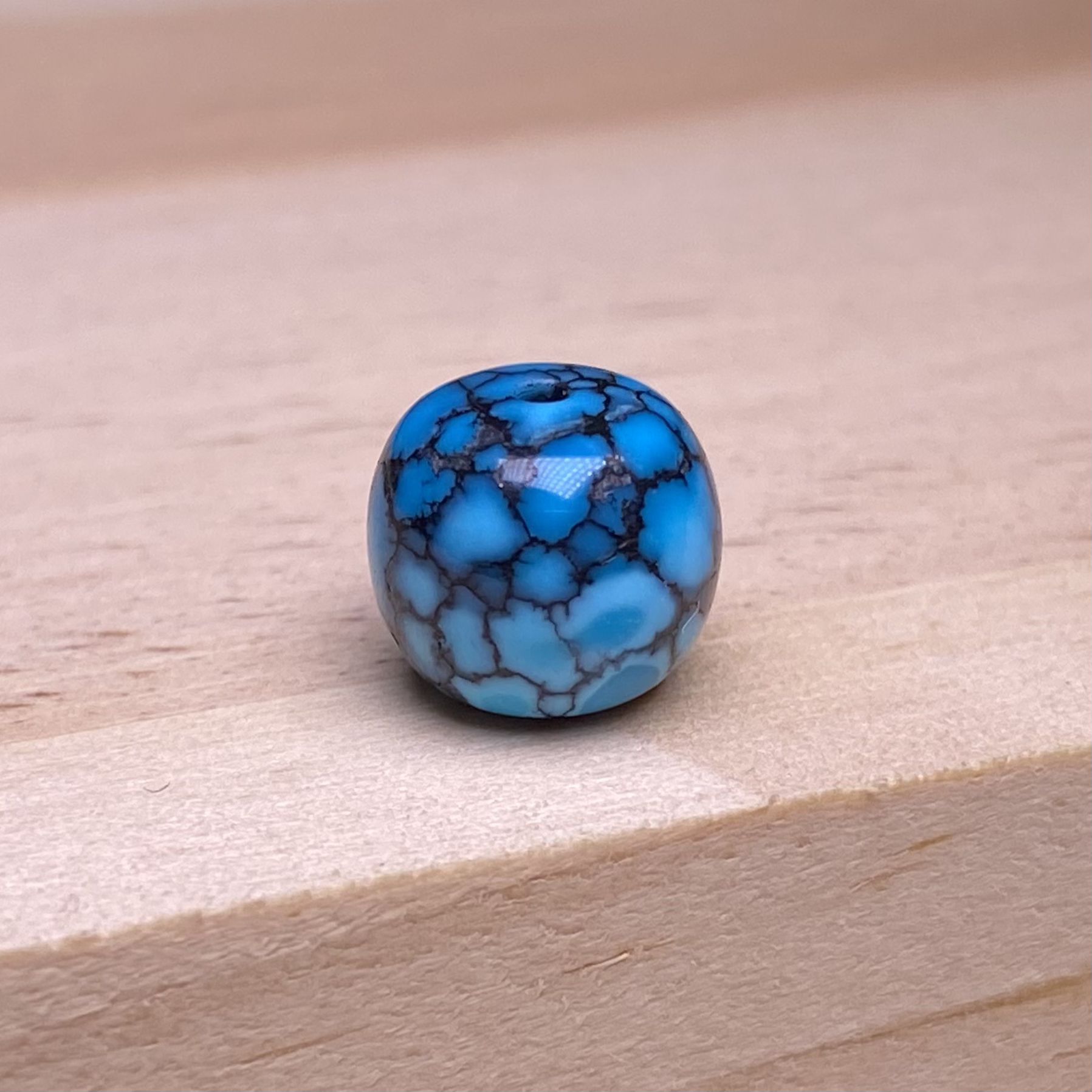 绿松石老型高瓷蓝老型珠玉化蓝手串顶珠配珠尺寸9.5x8.6mm重1.2克