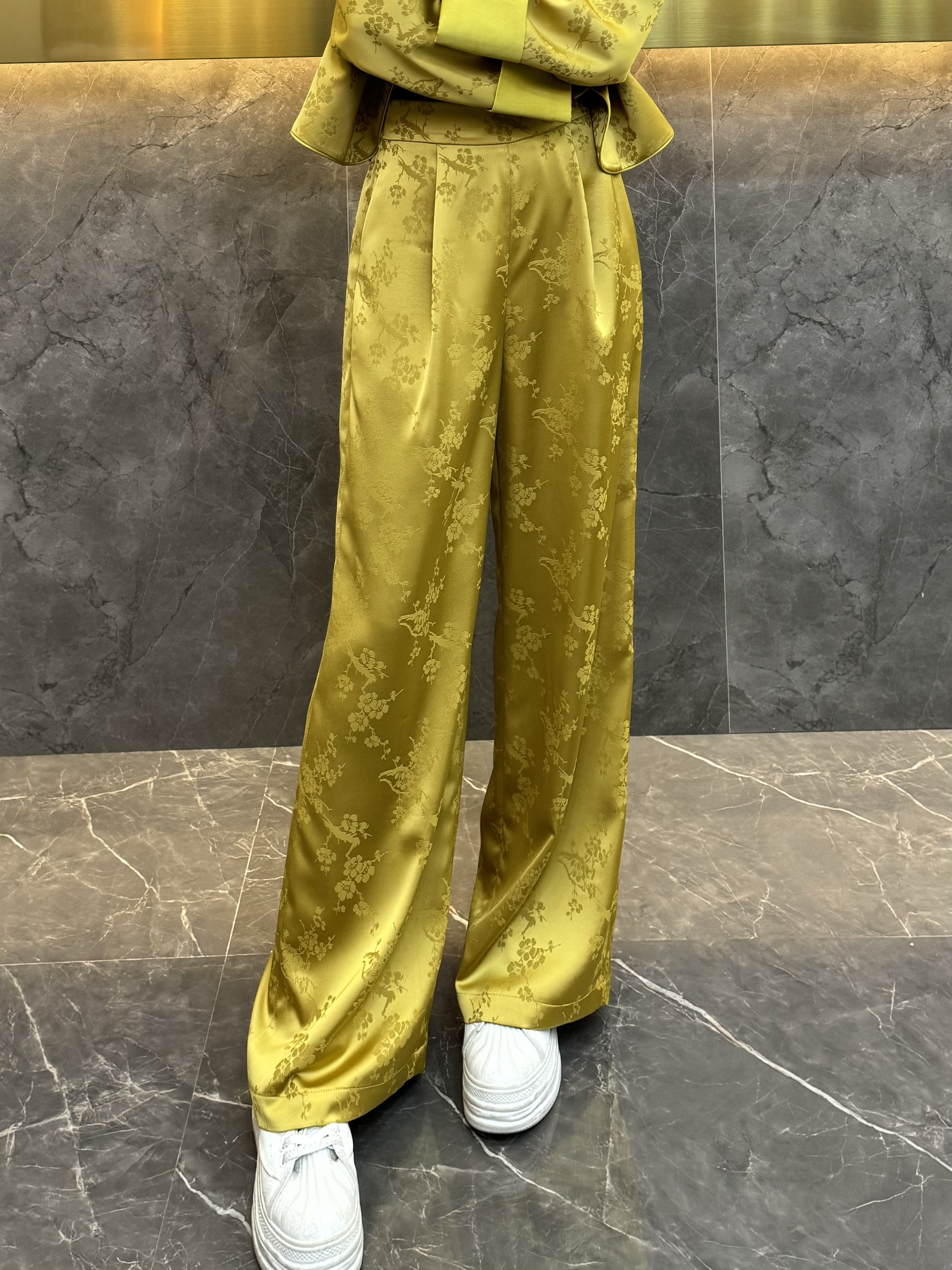  3422新国潮小腊梅刺绣阔腿裤