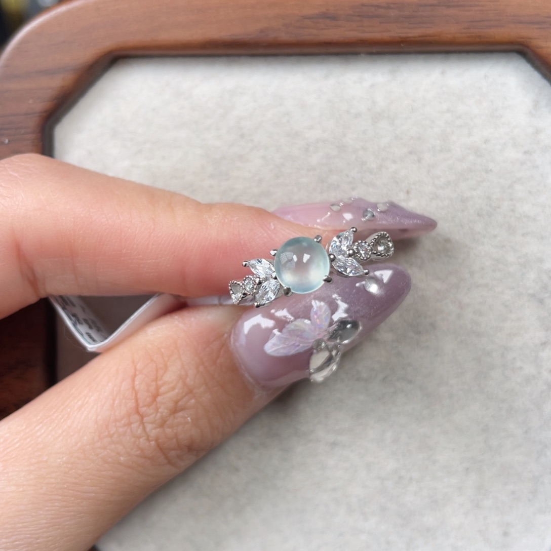 翡翠戒指银S925镶嵌58880