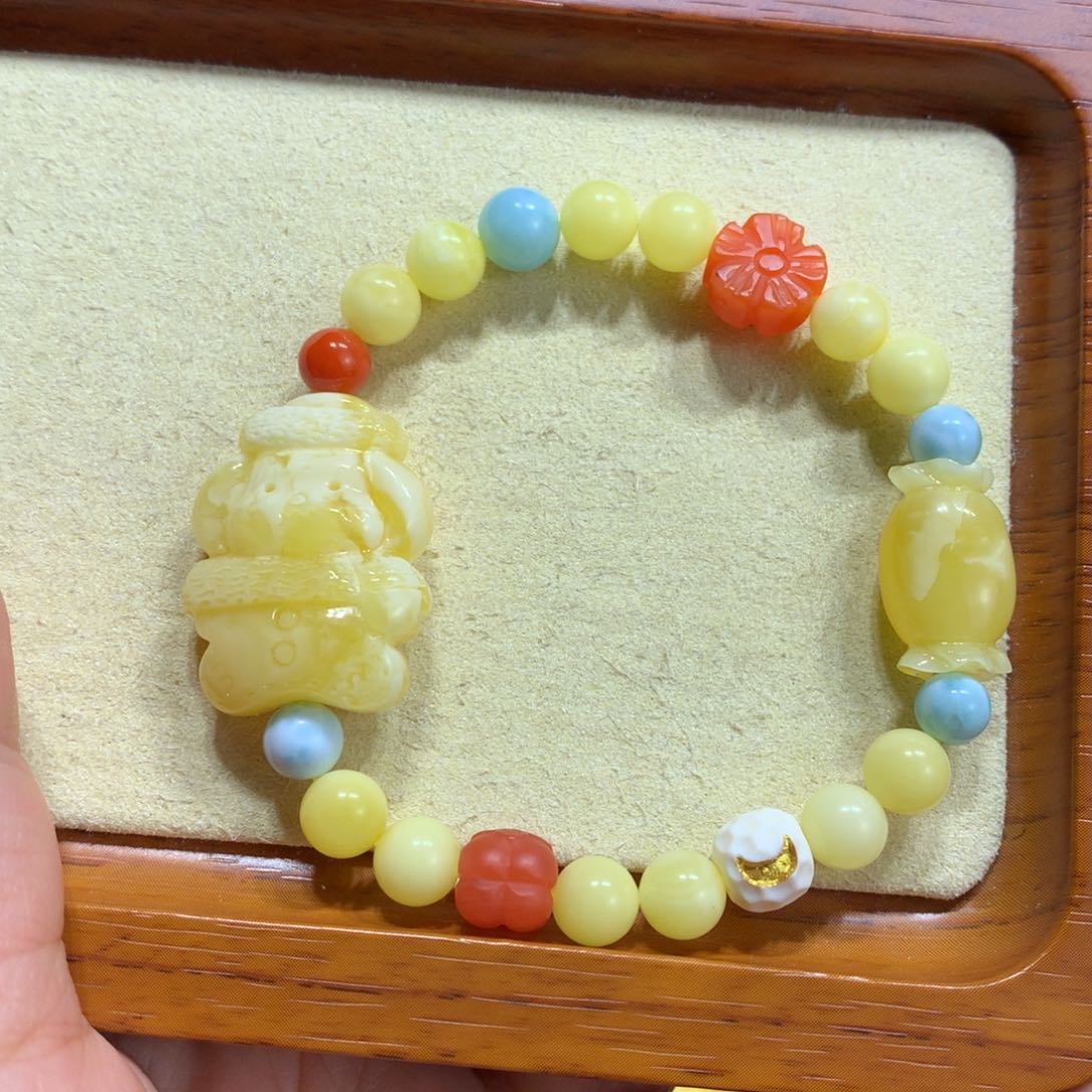 蜜蜡手链未镶嵌狗