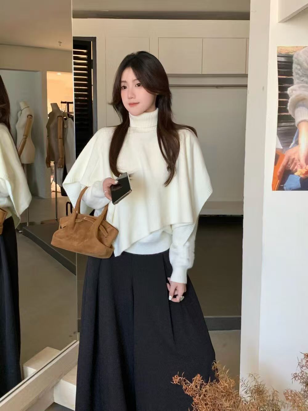 米满满-THE Bohe-9296-高领不规则真两件毛衣