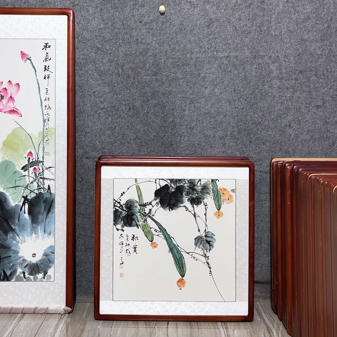 国画书画作品带框63×63