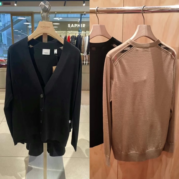 未使用 BURBERRY/博柏利 女款 格纹后肩纯色羊毛开衫