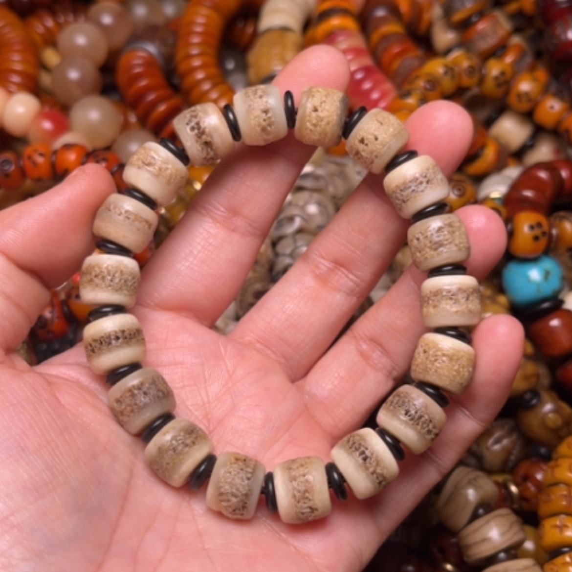 【闪购商品】牛骨手串/手链牛骨原色12×9×18颗