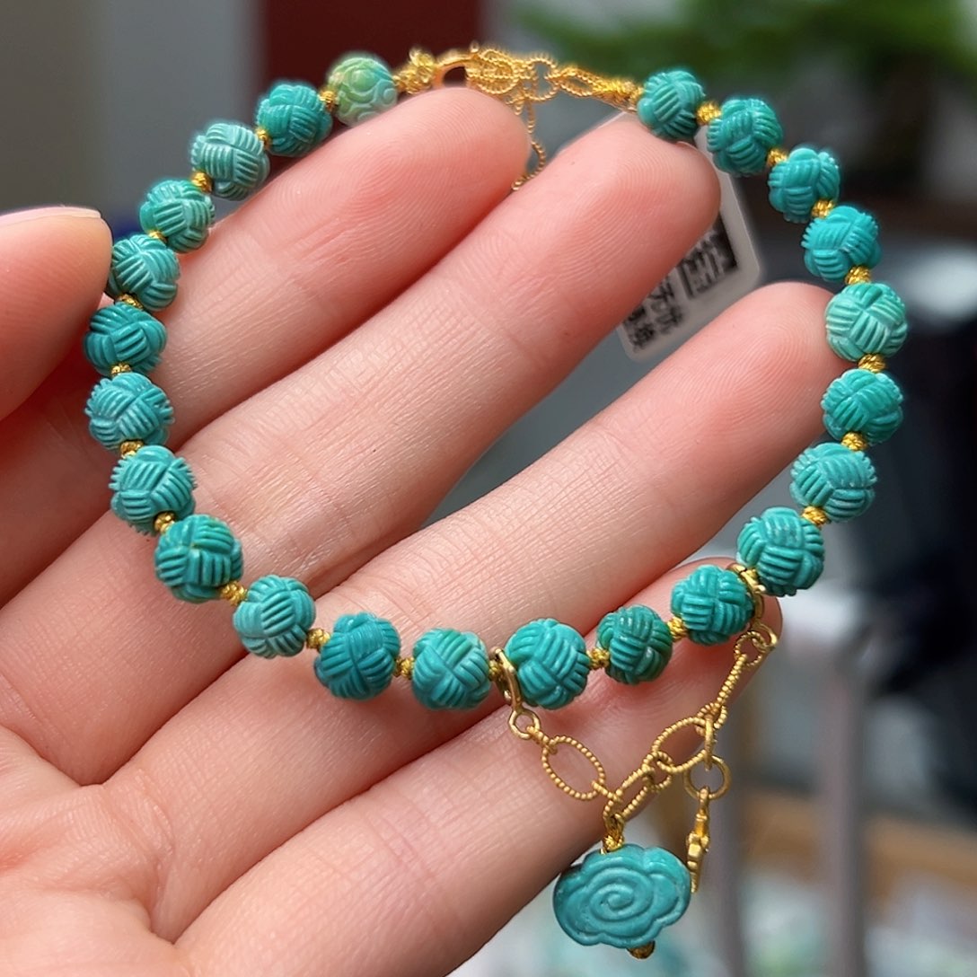 绿松石珠宝奇石18K金镶嵌