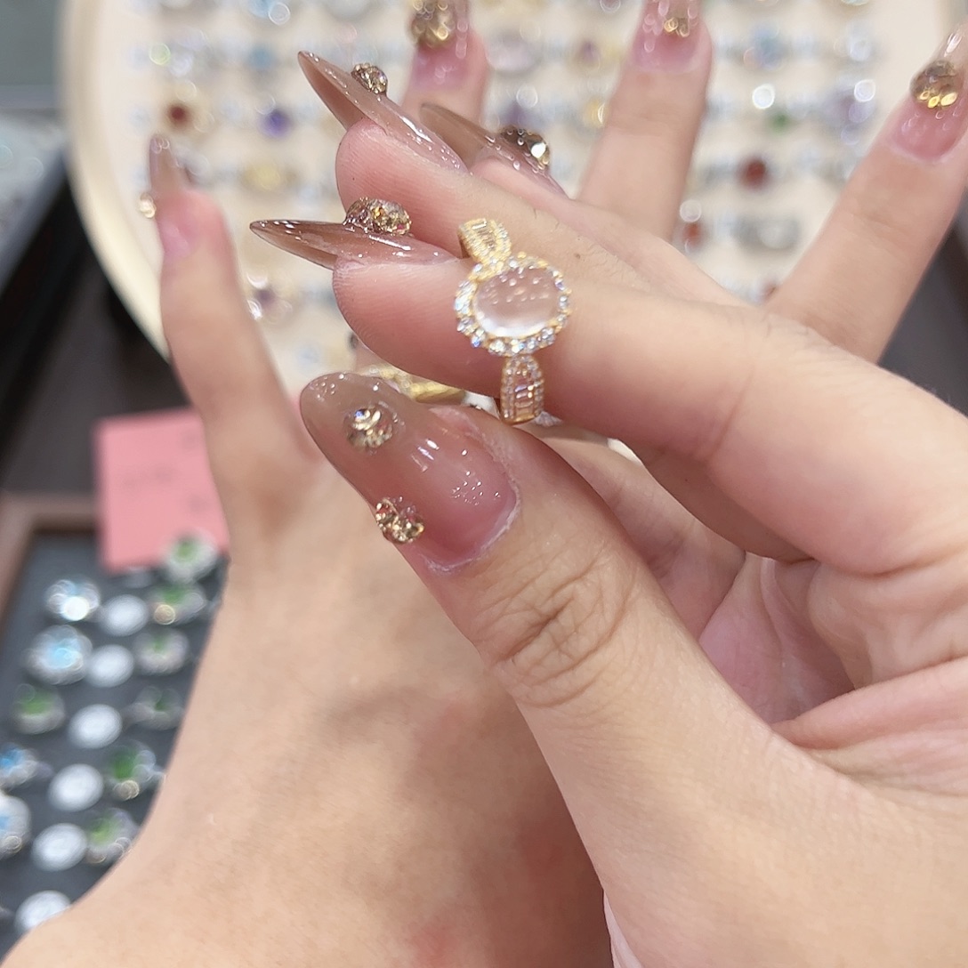 蛇纹石玉戒指银S925镶嵌