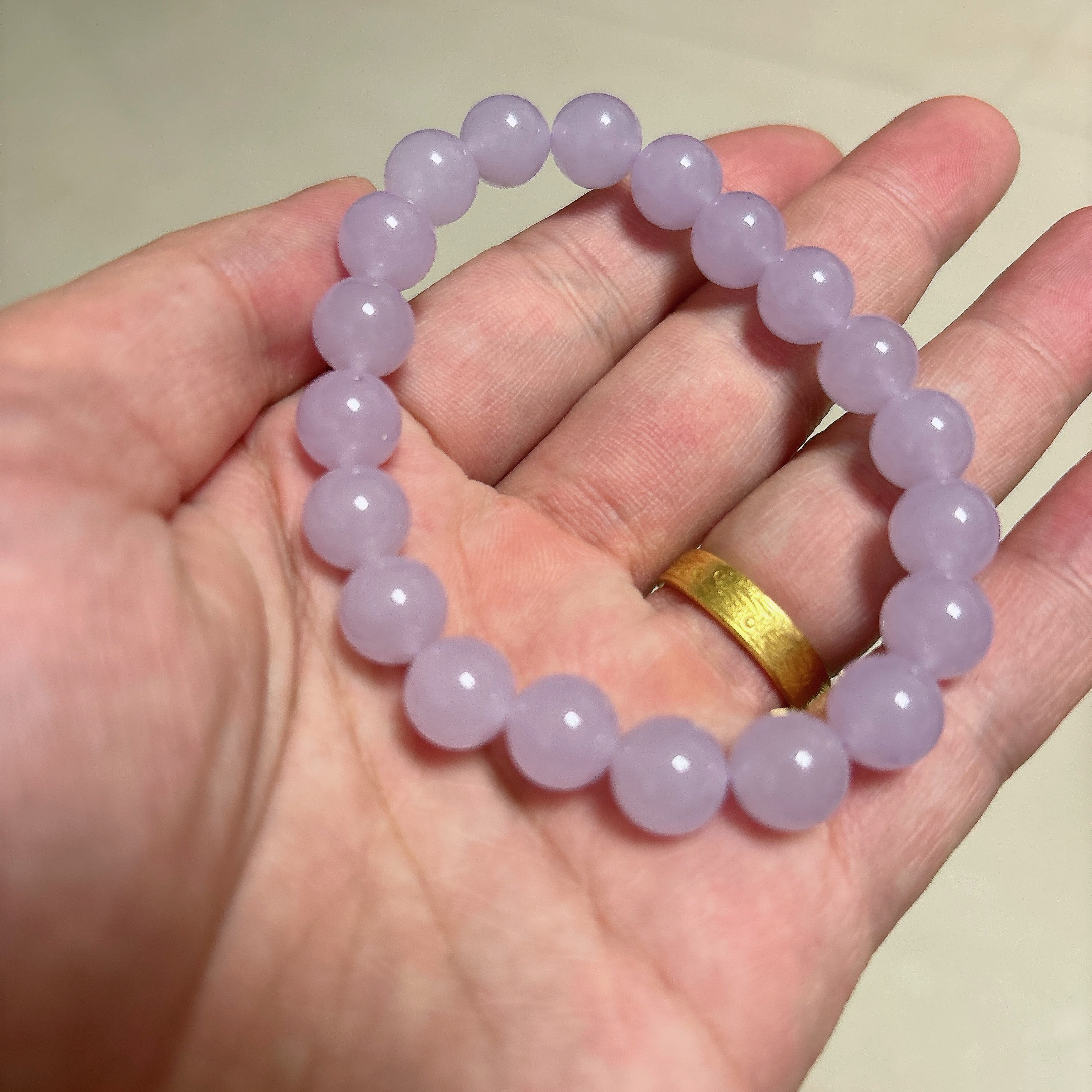 卡10天然缅a浅紫圆珠手串-多样性发一串