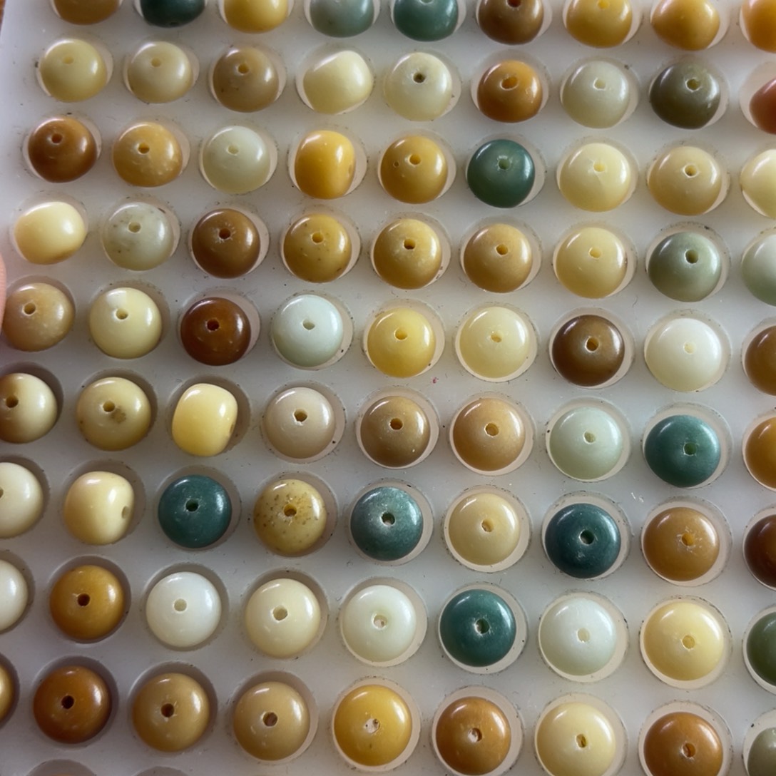 吊坠白玉菩提瑕疵10-8多宝墩200颗