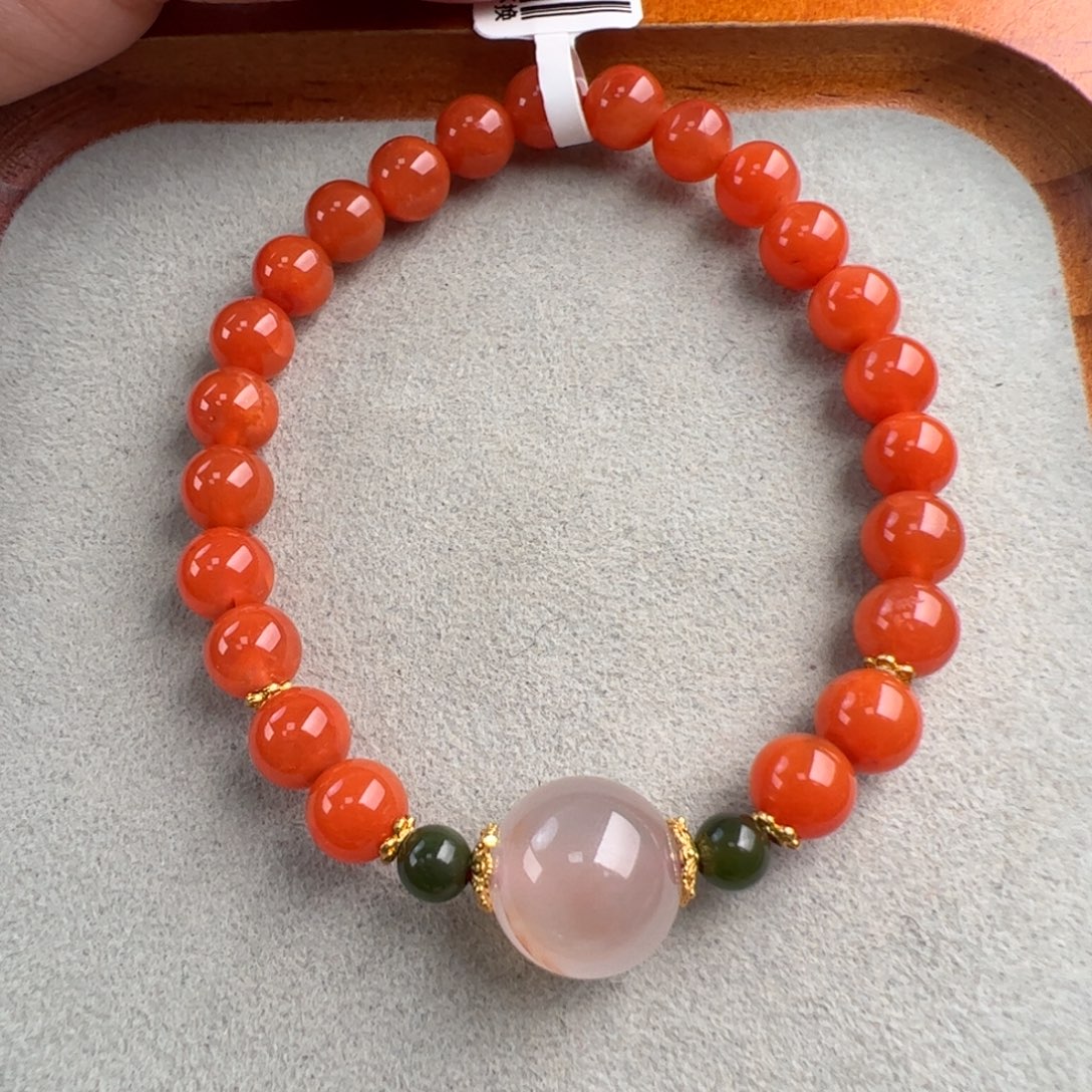 南红玛瑙未镶嵌保山手串7+）