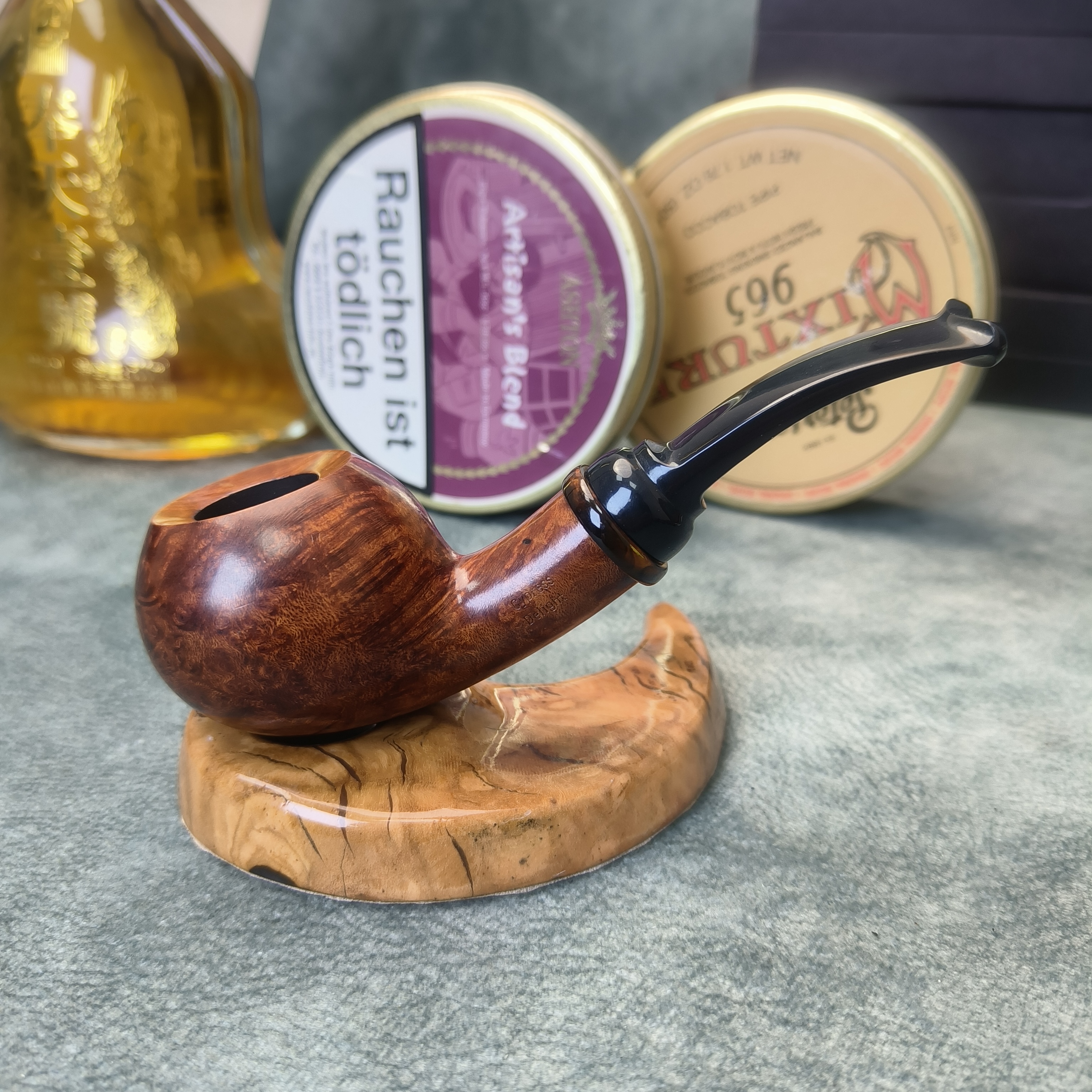 意大利 进口石楠木烟斗 经典光面弯斗 抽L包V 