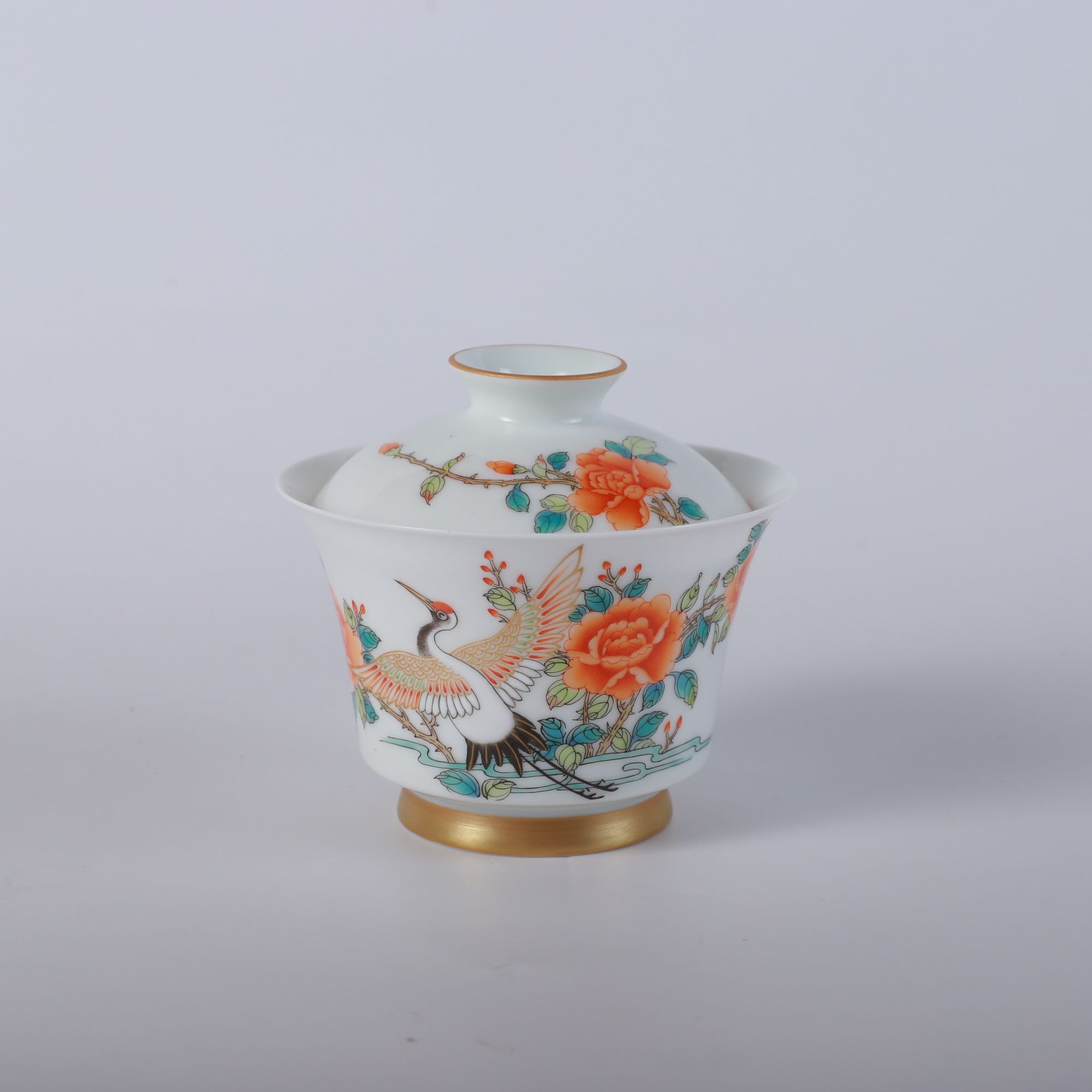 【晓隐匠誌&崔迪】仙鹤牡丹马蹄二才盖碗 | 周大乐优选