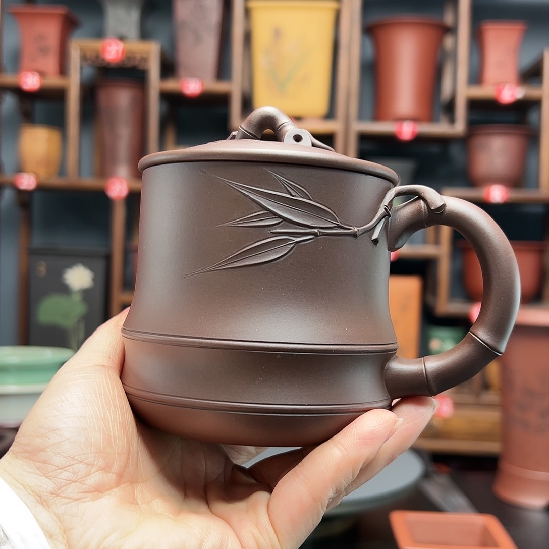 紫砂花盆文***树紫砂盖杯