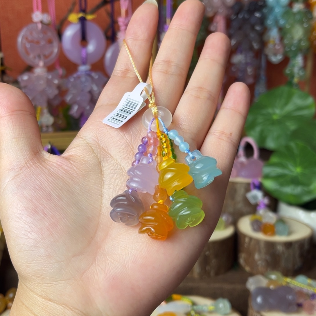 彩色玫瑰花钥匙挂件