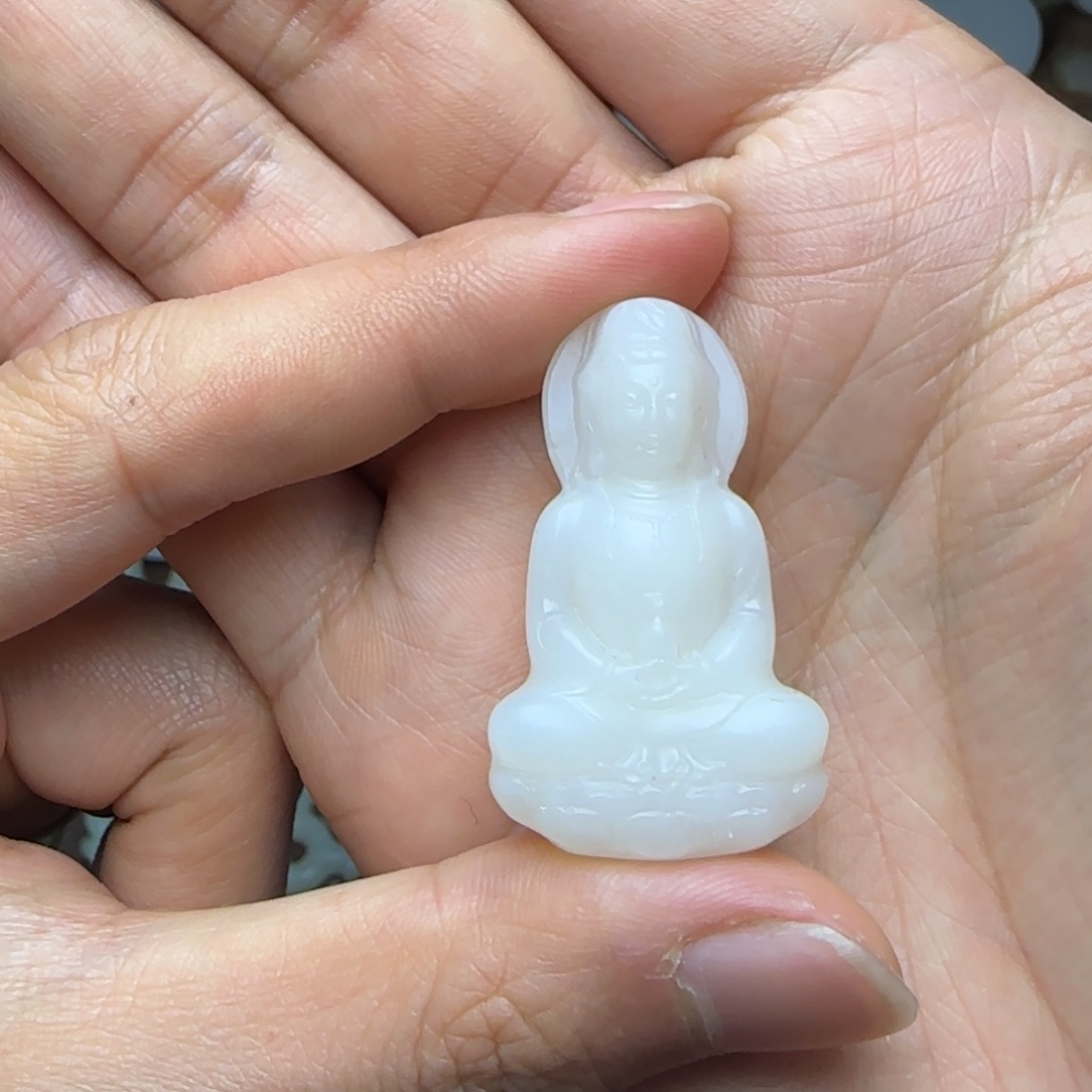 和田玉挂件未镶嵌正装观音