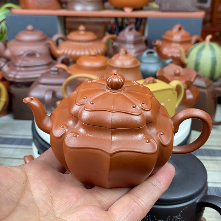 紫砂茶壶筋纹如意160cc原矿赵庄朱泥特价