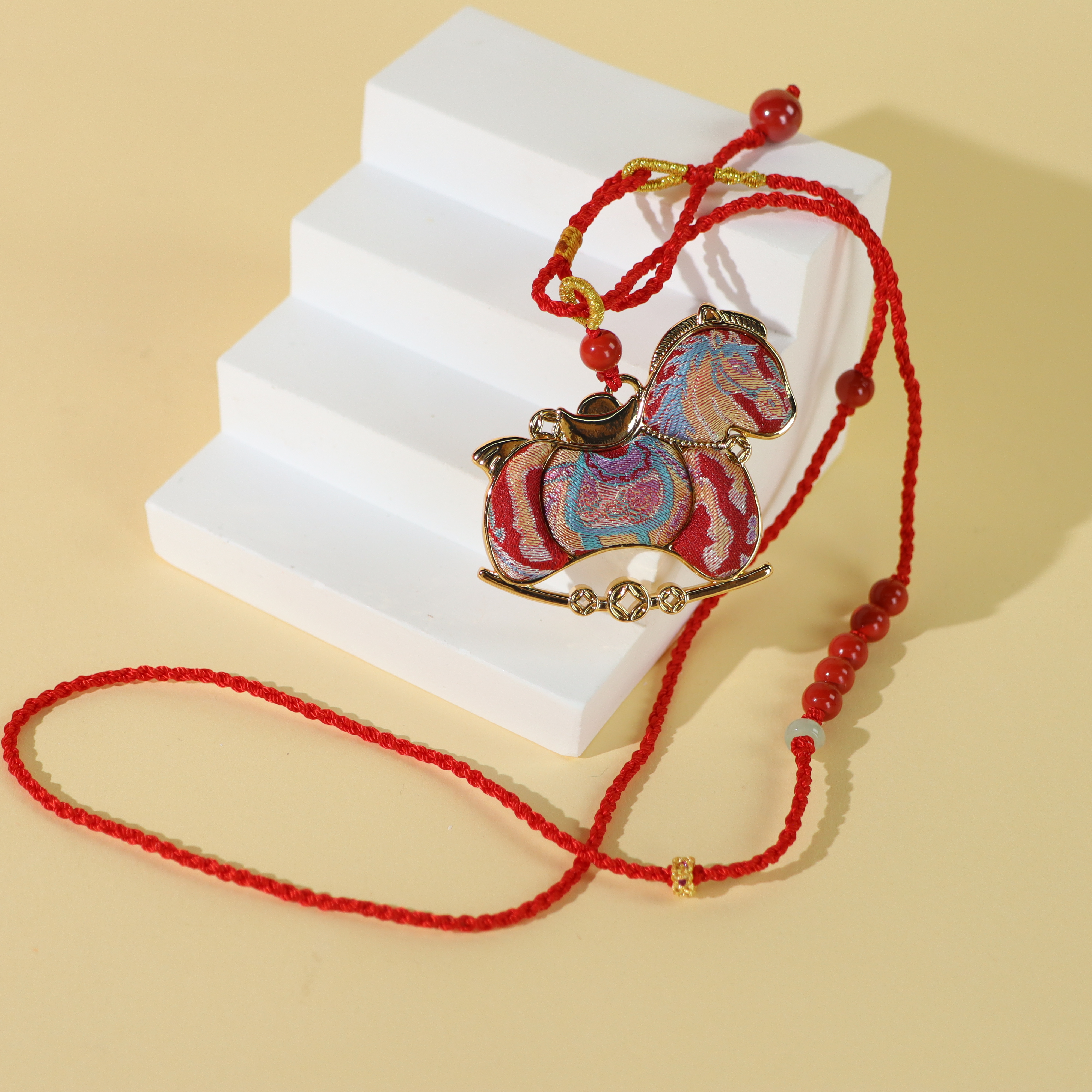 【马上福】非遗宋锦小马马上有钱马年本命年项链