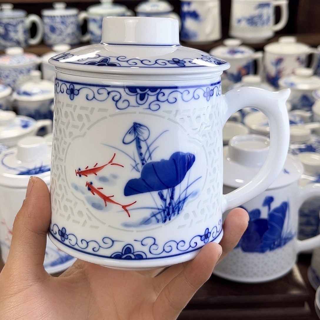 时**漪景德镇陶瓷马克杯带盖