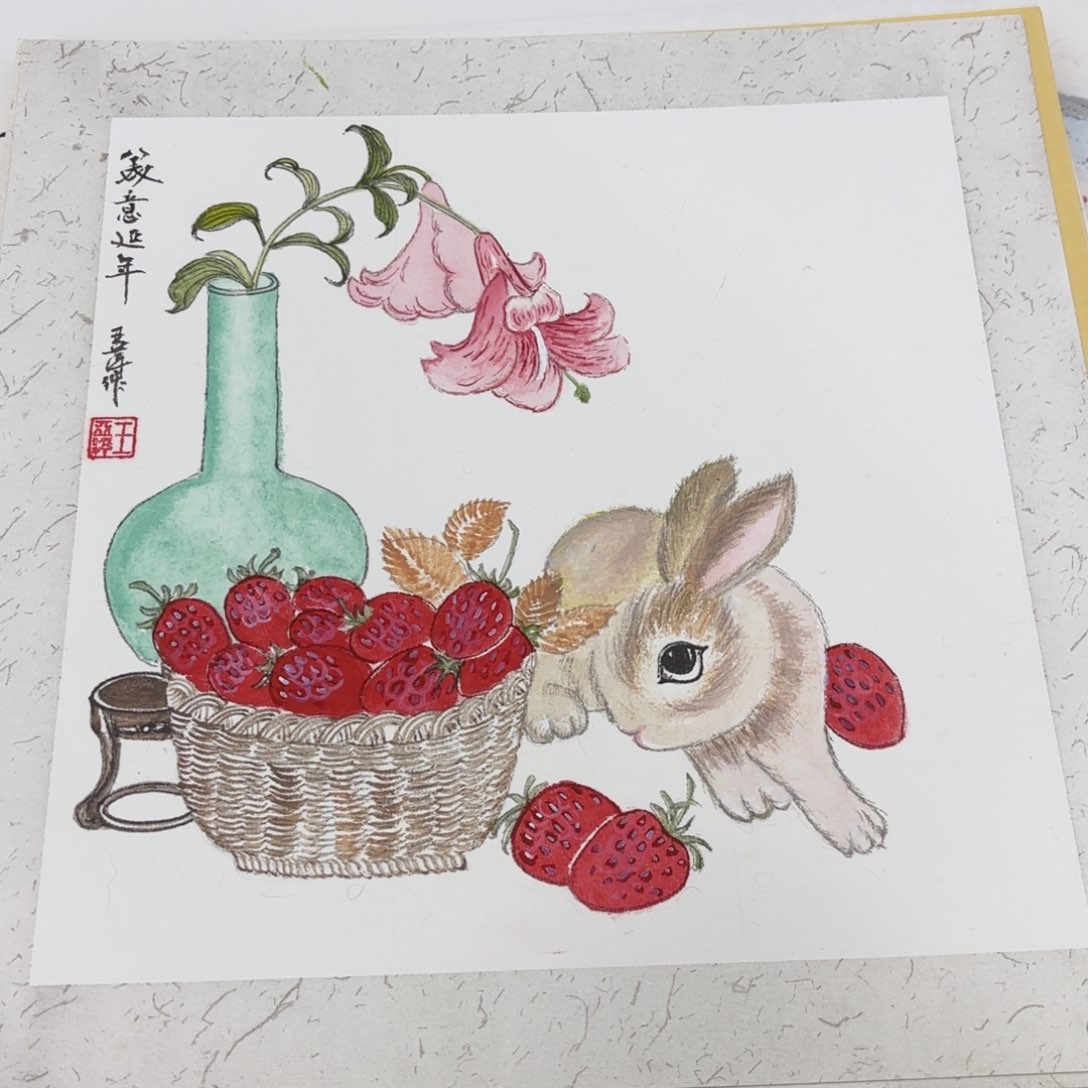 国画斗方卡纸手绘30.30