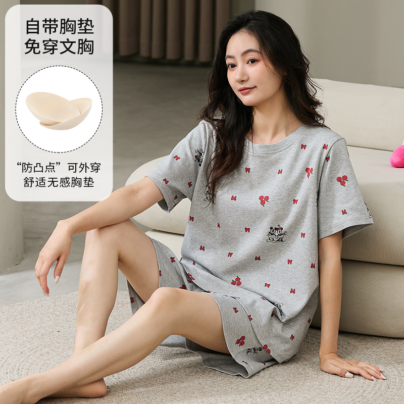 Disney/迪士尼新款两件套套头短袖短裤睡衣舒适休闲家居服0110