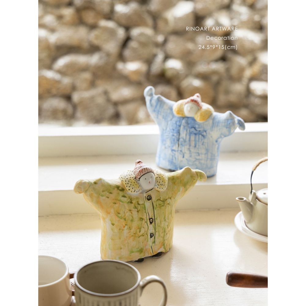 若奈家居 艺术家系列！手绘陶瓷《感受》一体成型创意艺术摆件