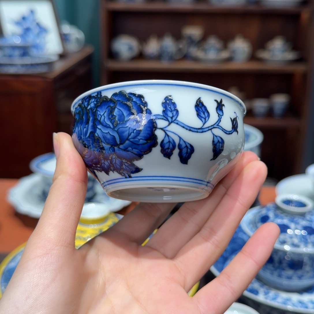 青花雯华堂手绘杯杯