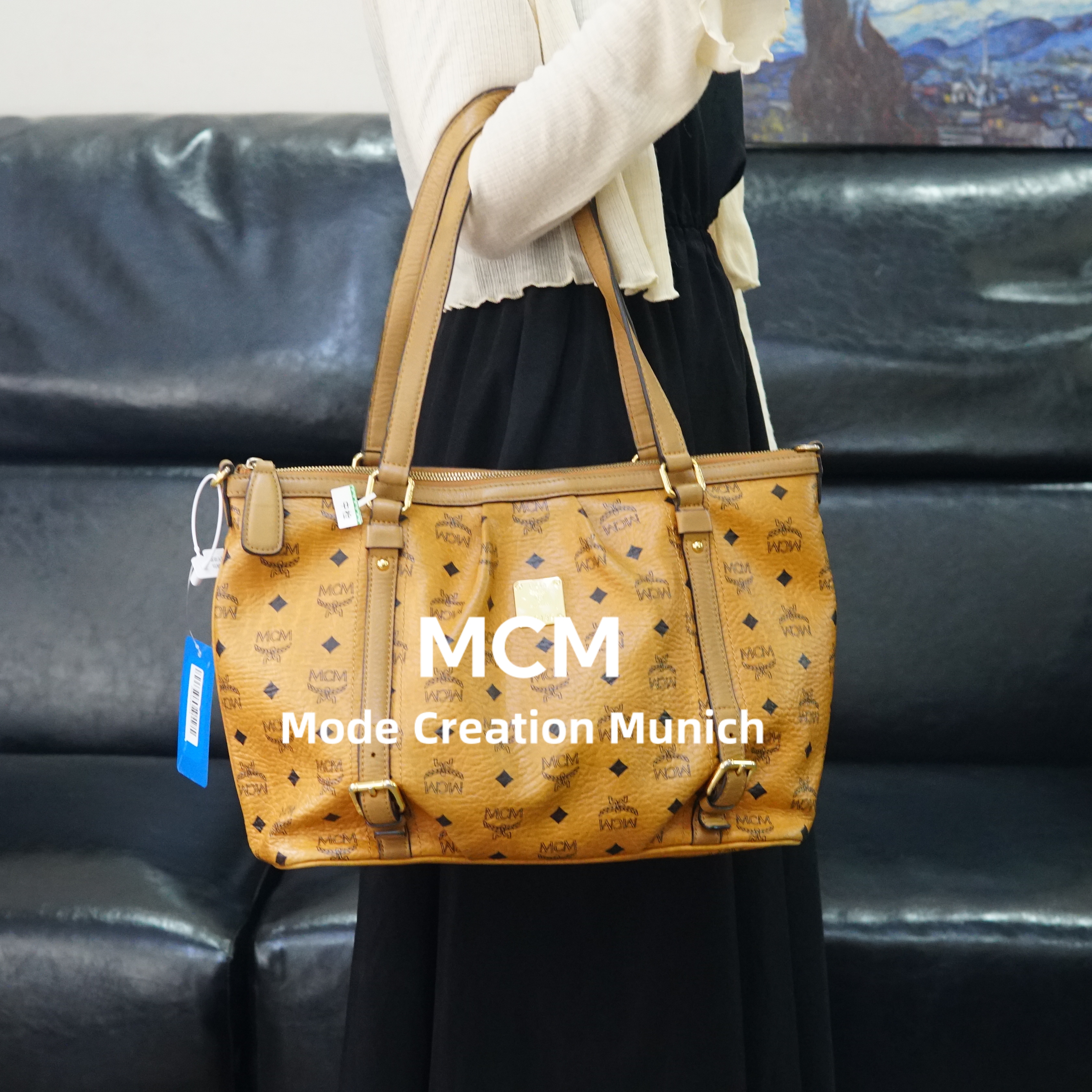 95新 MCM 干邑色派拉蒙包/ZH06626019/6019
