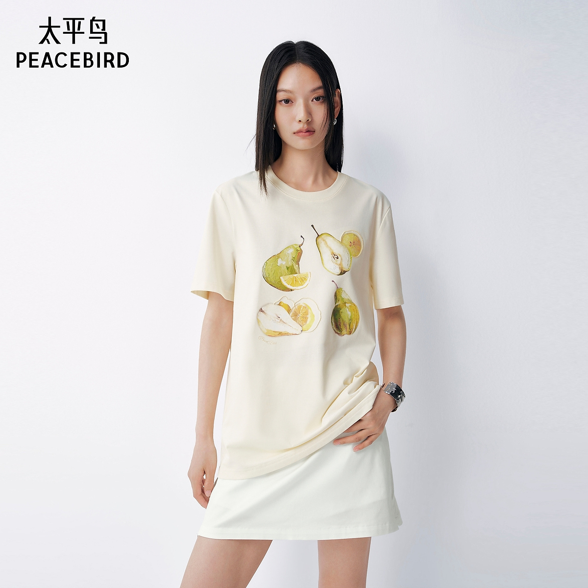 【陈嘉尔专属】太平鸟油画感印花水果图案短袖T恤26夏新款AACNG230D