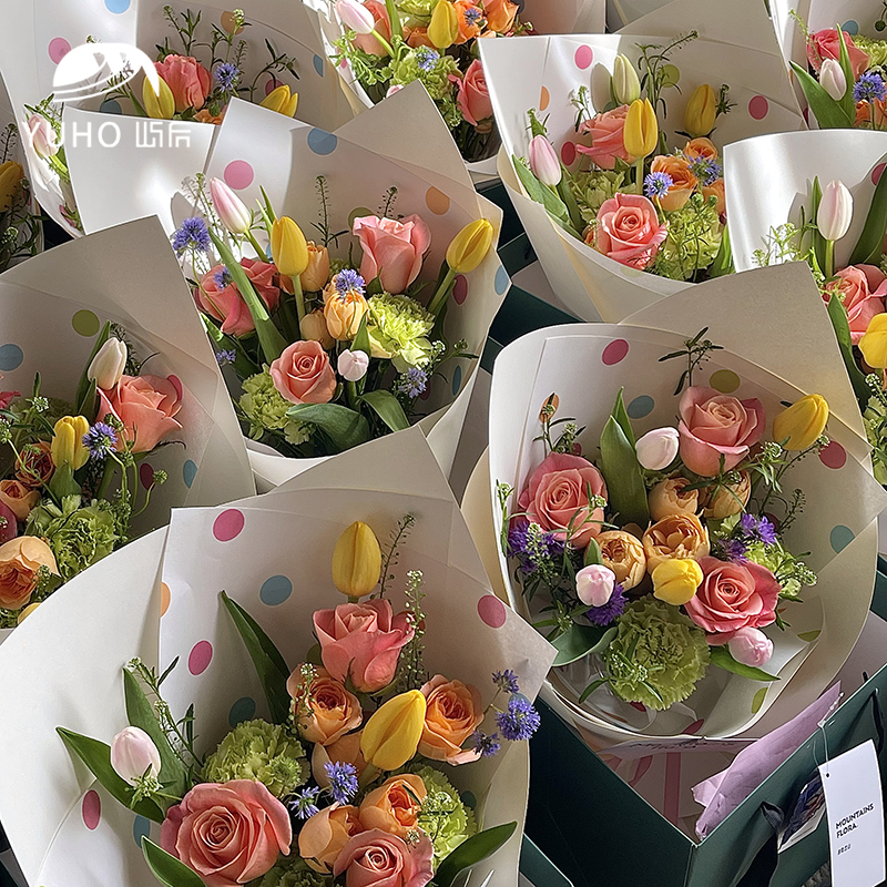 屿后 3.8女神节波点花束包花纸鲜花花束包装花店diy手工花艺材料
