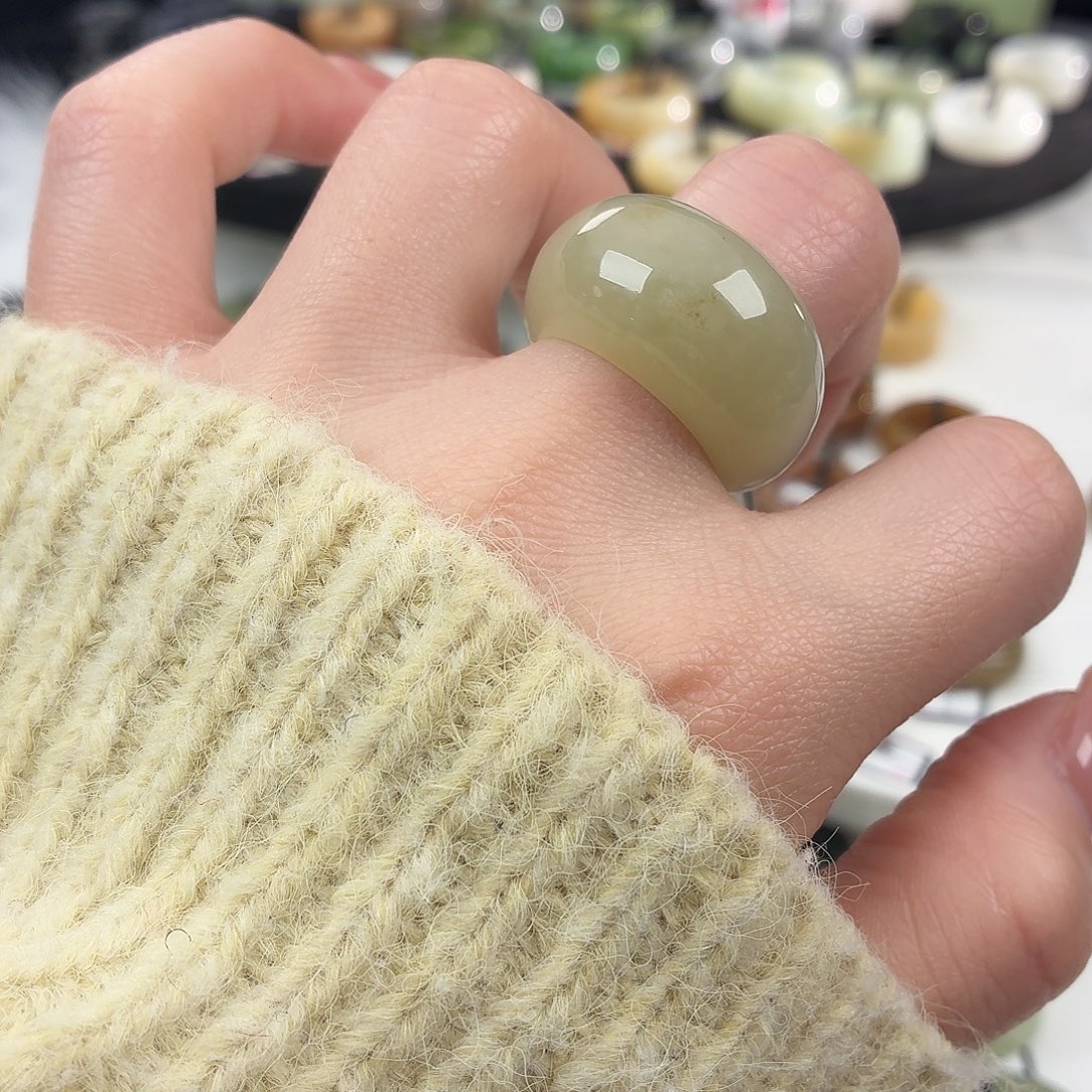 和田玉未镶嵌戒指S125一口糖馒头18.2