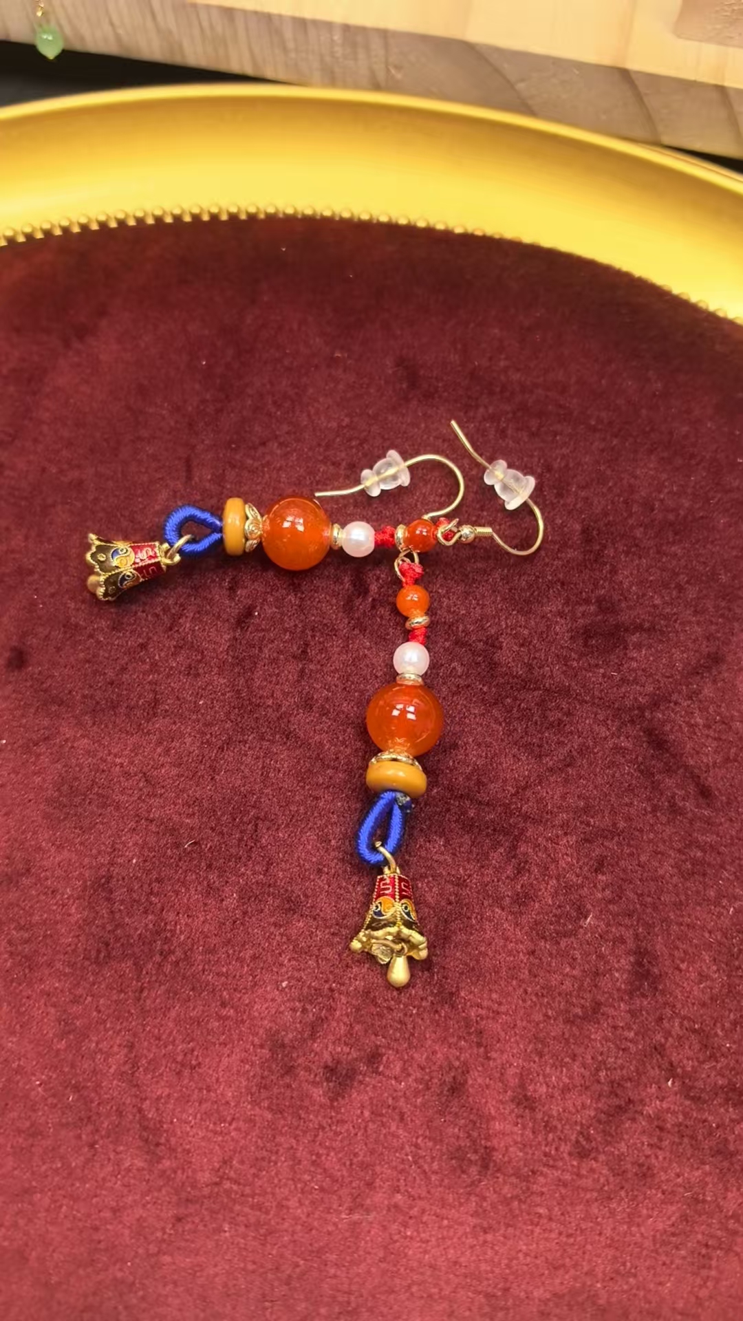 925银耳饰 新苗风贵妃款耳环仿古复古装古风汉服耳挂风铃女