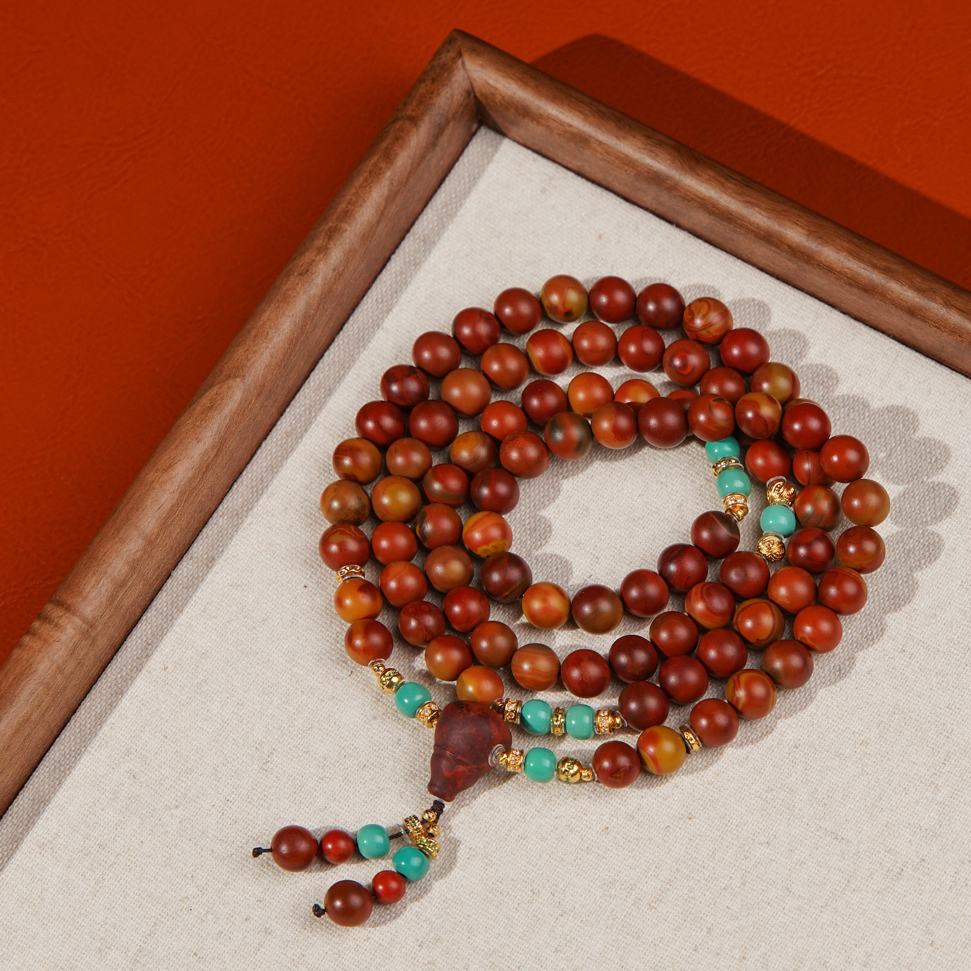 包浆南红0.8DIY18k老型珠包浆南红多圈ZB00191