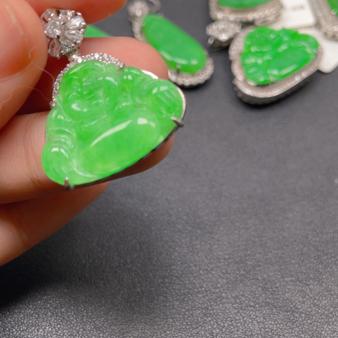 翡翠银S925镶嵌吊坠(不含链)