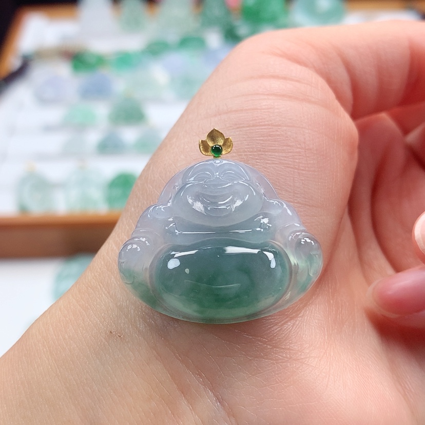 【闪购商品】翡翠吊坠(赠链)18K金镶嵌