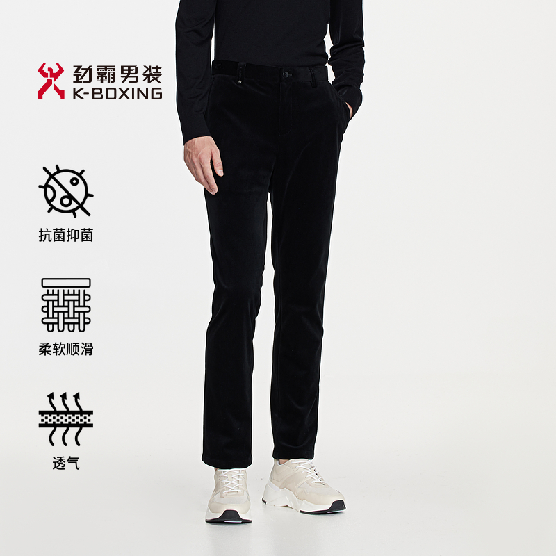 【2A抗菌】劲霸男装冬季复古灯芯绒保暖抗菌弹力休闲裤男士BQXE4587