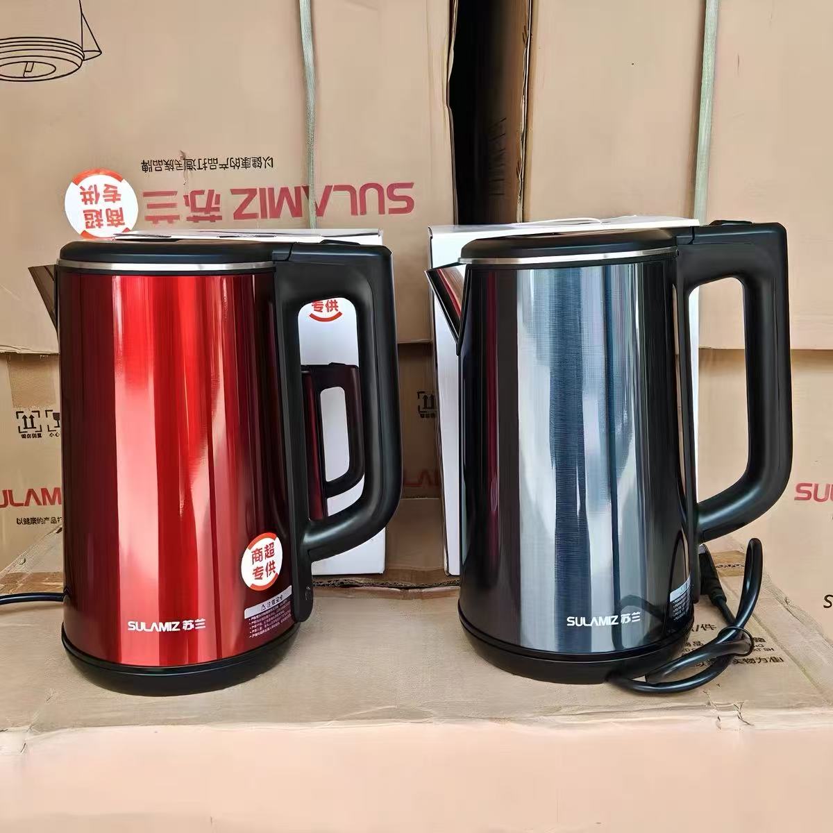 苏兰304不锈钢内胆双层隔热防烫烧水壶1.8L