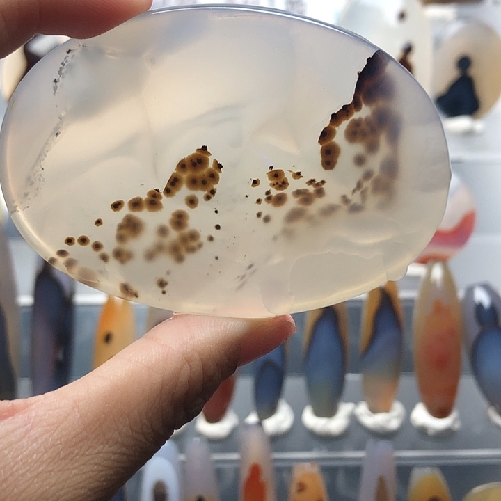 玛瑙/玉髓银S925镀金镶嵌珠宝半成品52有霞