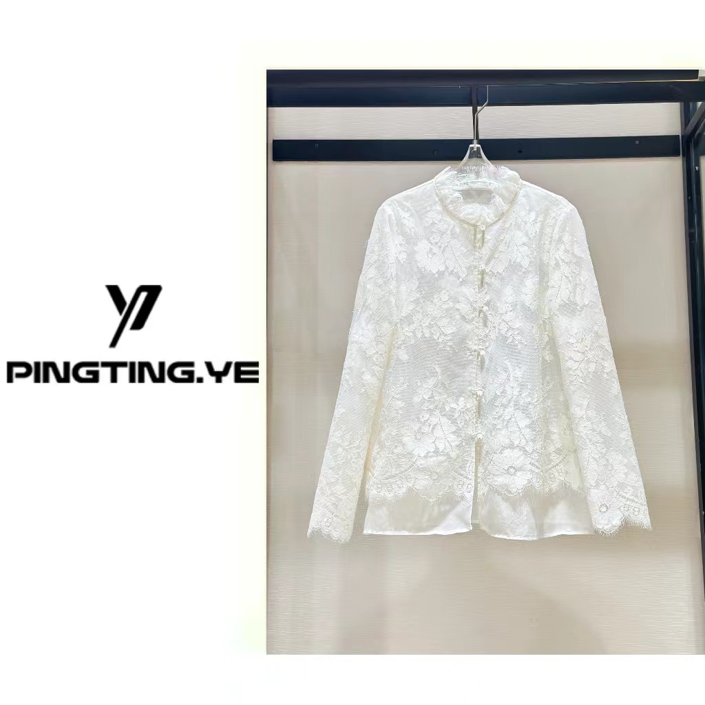 PINGTING.YE气质蕾丝花边设计感小众减龄长袖外套24081
