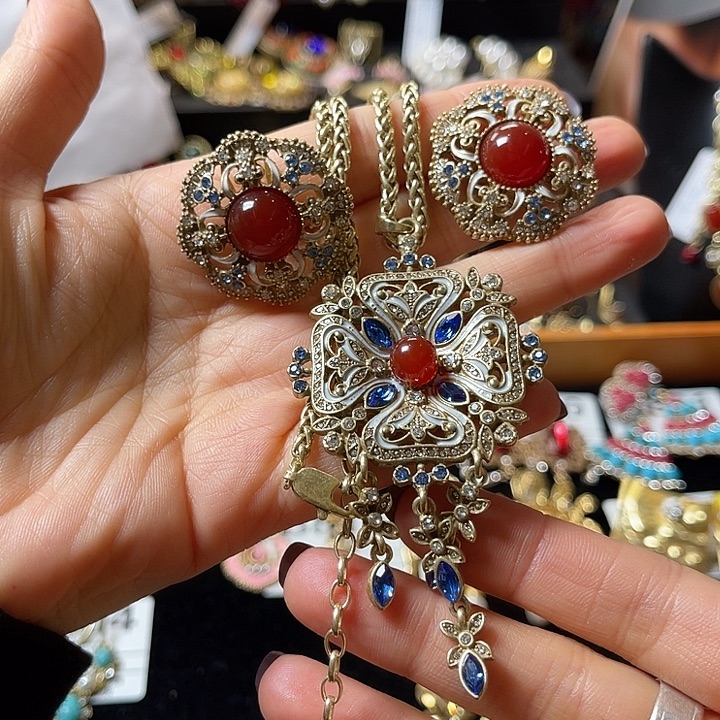 石英石纯铜一套首饰