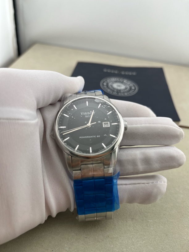 99新 Tissot/天梭 天梭经典系列T086黑盘钢带时尚男士腕表