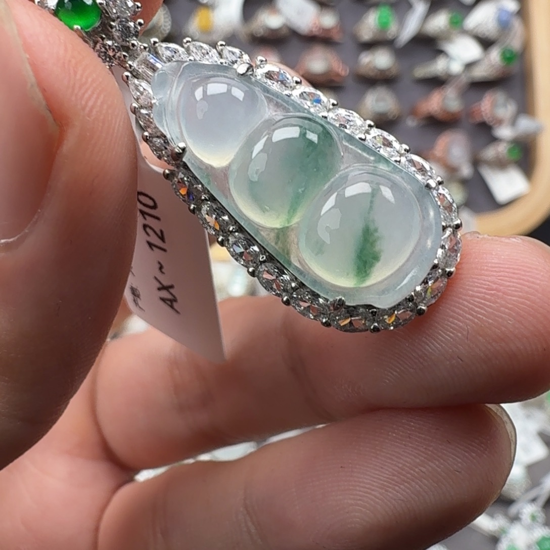 翡翠银S925镶嵌戒指天然缅甸翡翠A货