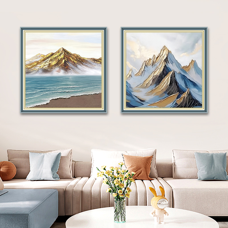 S485【金山富水】卧室床头装饰画轻奢大气山水餐厅墙面挂画工装酒店